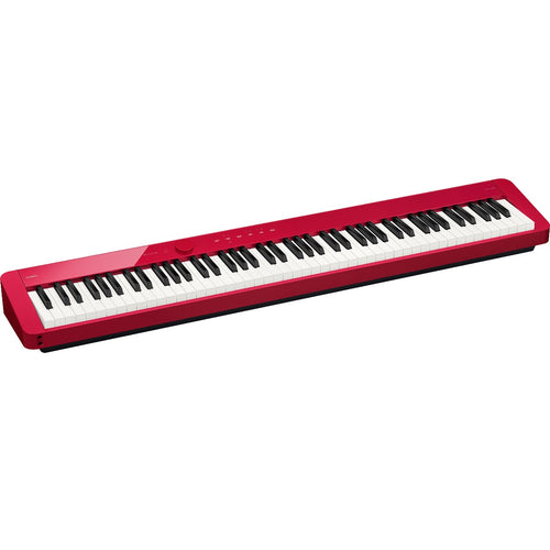 3/4 view of Casio Privia PX-S1100 Digital Piano - Red showing top, front and left side