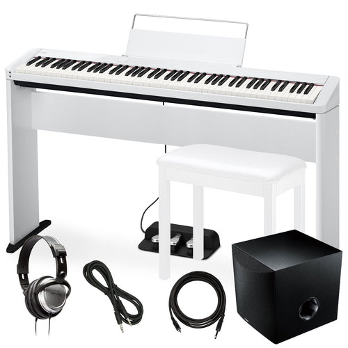 Collage image of the Casio Privia PX-S1100 Digital Piano - White COMPLETE HOME BUNDLE PLUS bundle