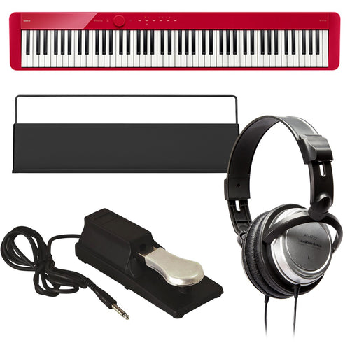 Collage image of the Casio Privia PX-S1100 Digital Piano - Red BONUS PAK bundle