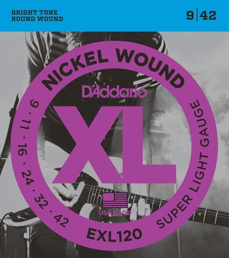 D'Addario EXL120 Nickel Wound Electric Guitar Strings - Super Light - 9-42