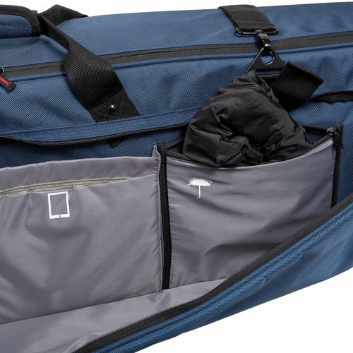 Detail view of side pocket on Dexibell DX BAGS9S7PRO 88-Key Padded Keyboard Case with Wheels