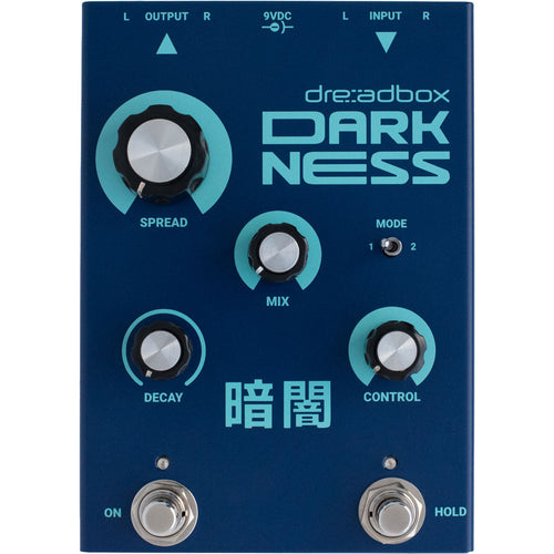 Top view of Dreadbox Darkness Stereo Shimmer Reverb Effects Pedal