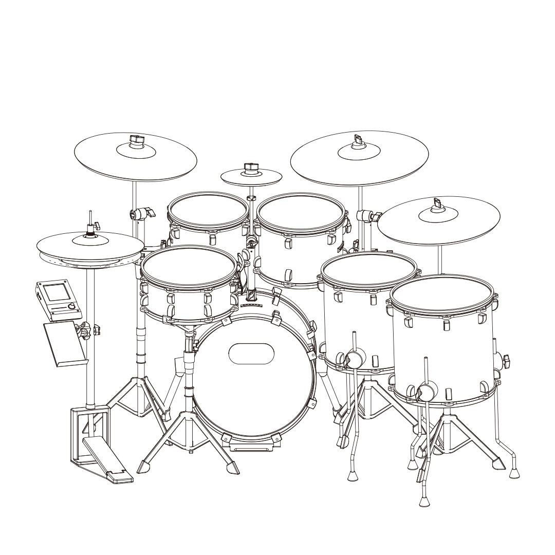 EFNOTE 5 Electronic Drum Set - White Sparkle CUSTOM Drawing 2