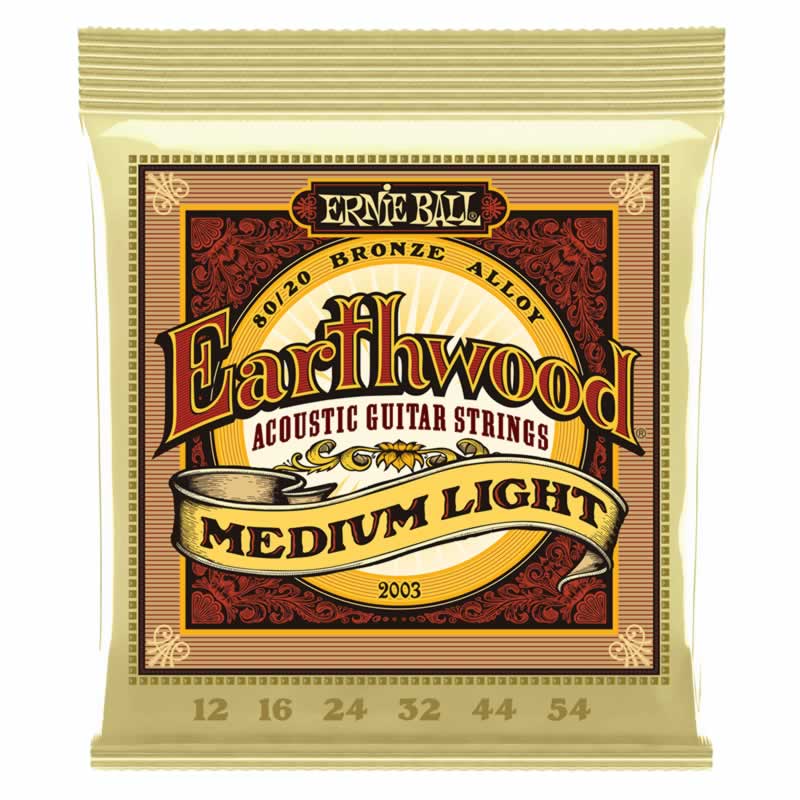 Package image of Ernie Ball 2003 Earthwood Med Light 80/20 Bronze Acoustic Guitar Strings - 12-54