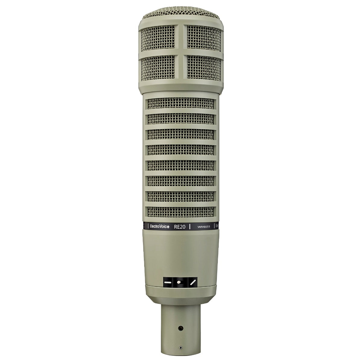 Front view of the Electro-Voice RE20 Large-Diaphragm Dynamic Microphone