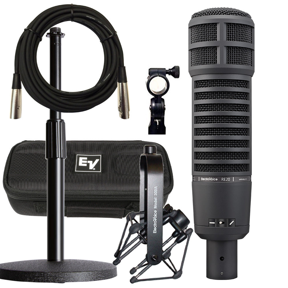 Electro-Voice RE20 Large-Diaphragm Dynamic Microphone - Black BONUS PA –  Kraft Music