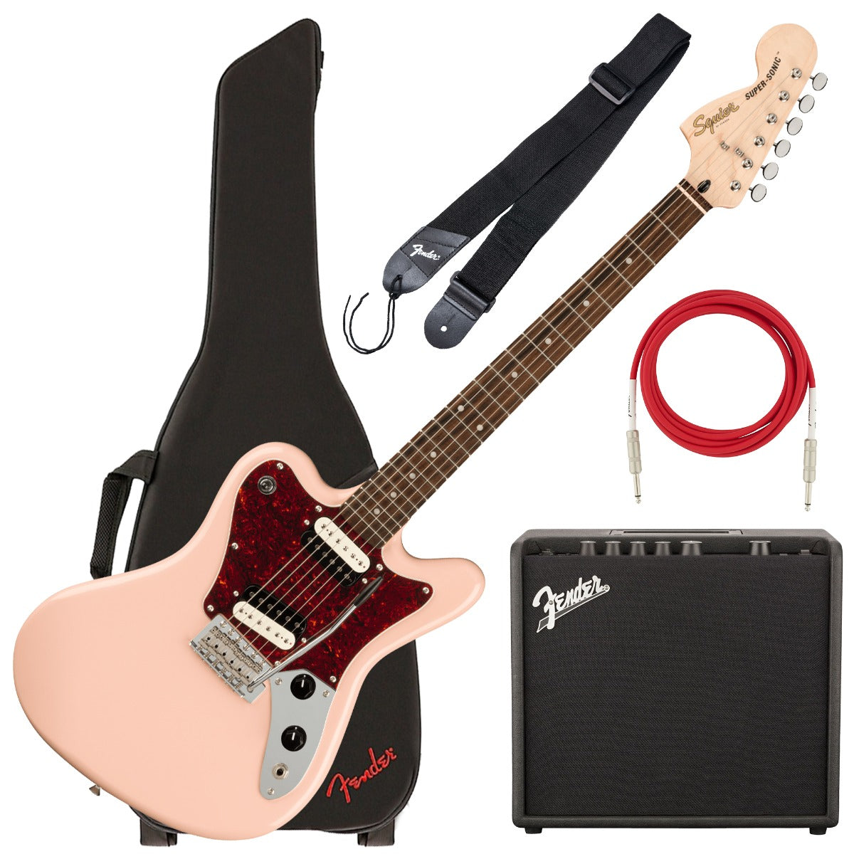 Squier Paranormal Super-Sonic - Laurel, Shell Pink COMPLETE GUITAR