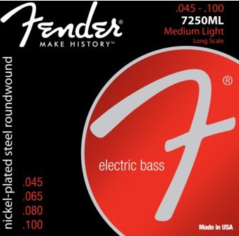 Fender 7250ML Nickel-Plated Steel Bass Strings - Medium Light - 45-100 –  Kraft Music