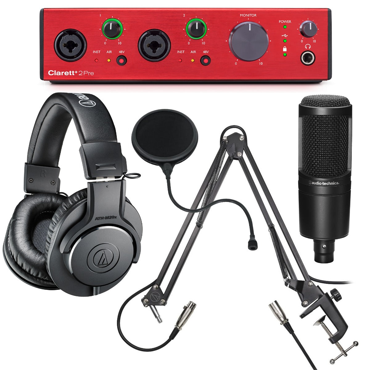 Focusrite Clarett+ 2Pre USB Audio Interface PODCASTING PAK