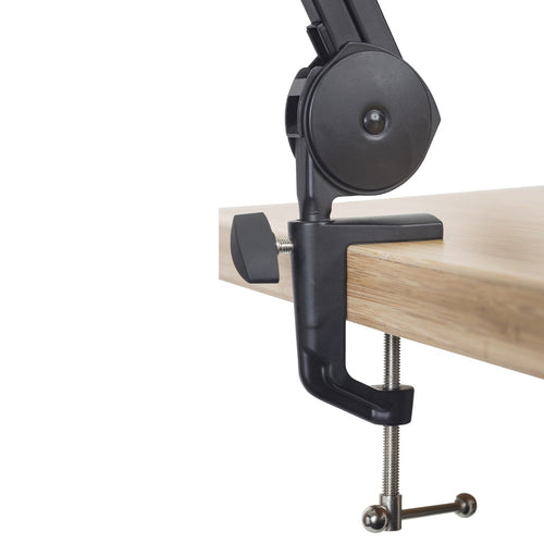 Closeup image of the desk clamp on the Gator Frameworks Desktop Mic Boom Stand