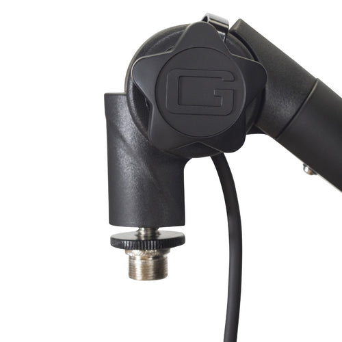 Closeup image of the hinge for the Gator Frameworks Deluxe Desktop Mic Boom Stand