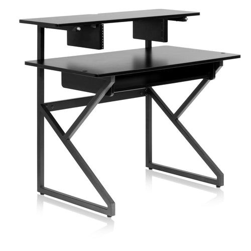 Angled image of the desk with tray closed