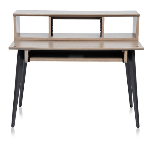 Front angled image of the Gator Frameworks Elite Series Furniture Desk - Grey