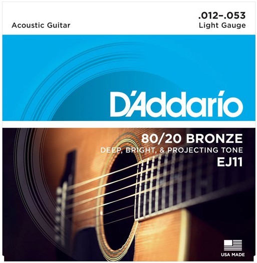 D'Addario EJ11 80/20 Bronze Acoustic Guitar Strings - Light - 12-53