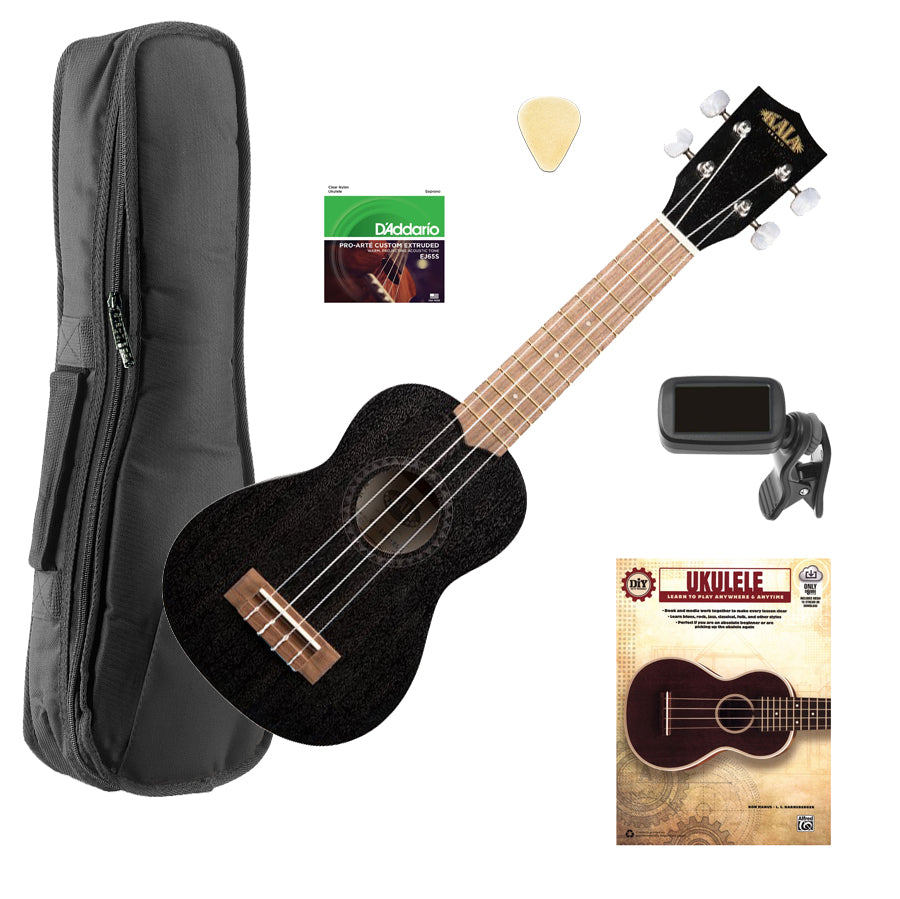 Kala KA-15S Soprano Ukulele - Black UKE ESSENTIALS BUNDLE – Kraft