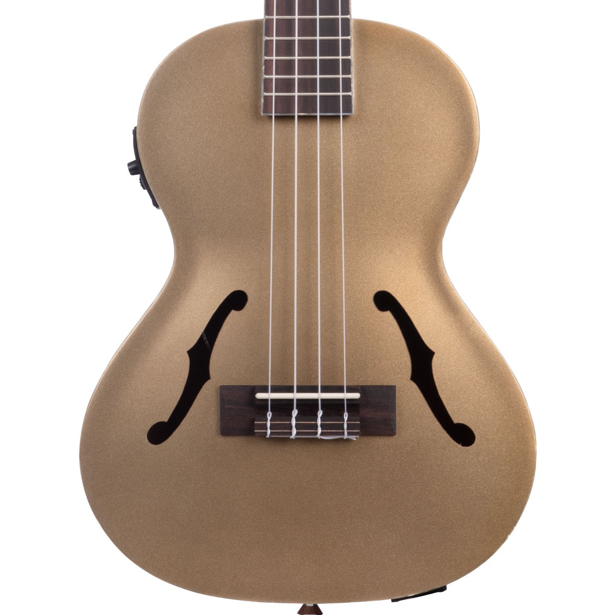 Kala KA-JTE-KZGD Gold Archtop Ac-El Tenor Ukulele View 1