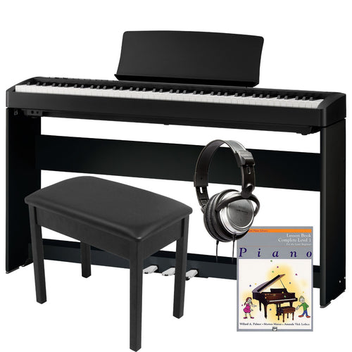 Kawai ES120 Portable Digital Piano - Black and included bundle accessories