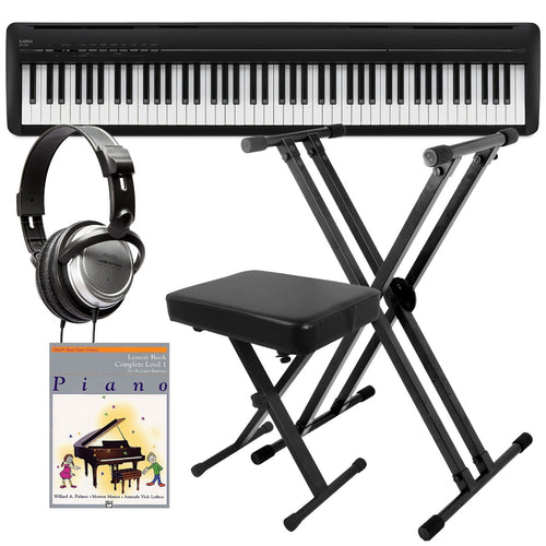 Kawai ES120 Portable Digital Piano - Black and Included bundle accessories