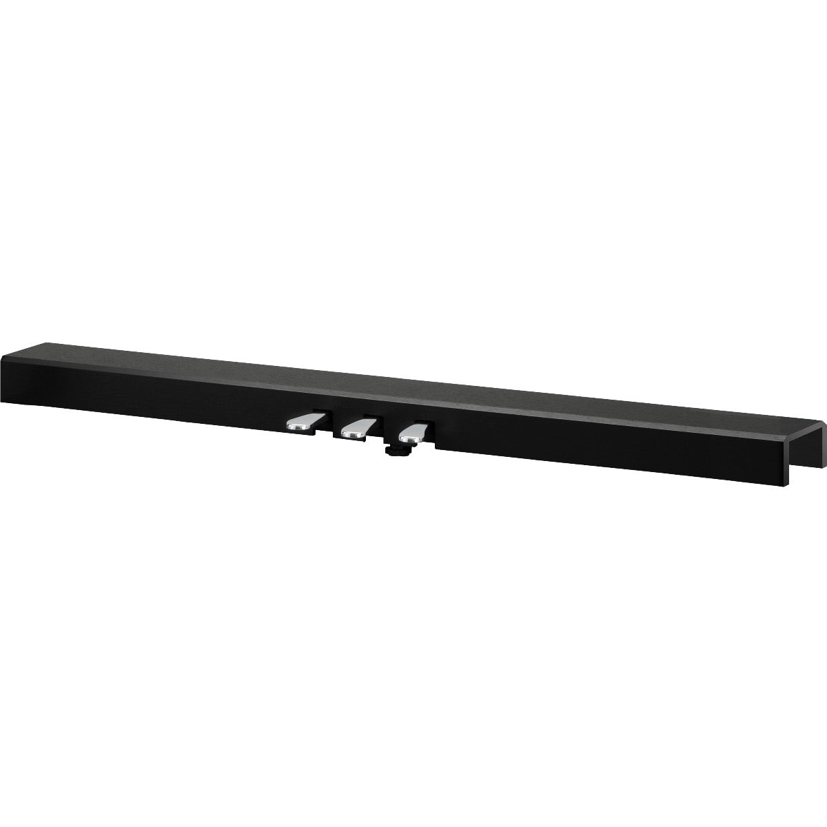 3/4 view of Kawai F-302 Grand Feel Pedal Bar - Black showing front, top and right side