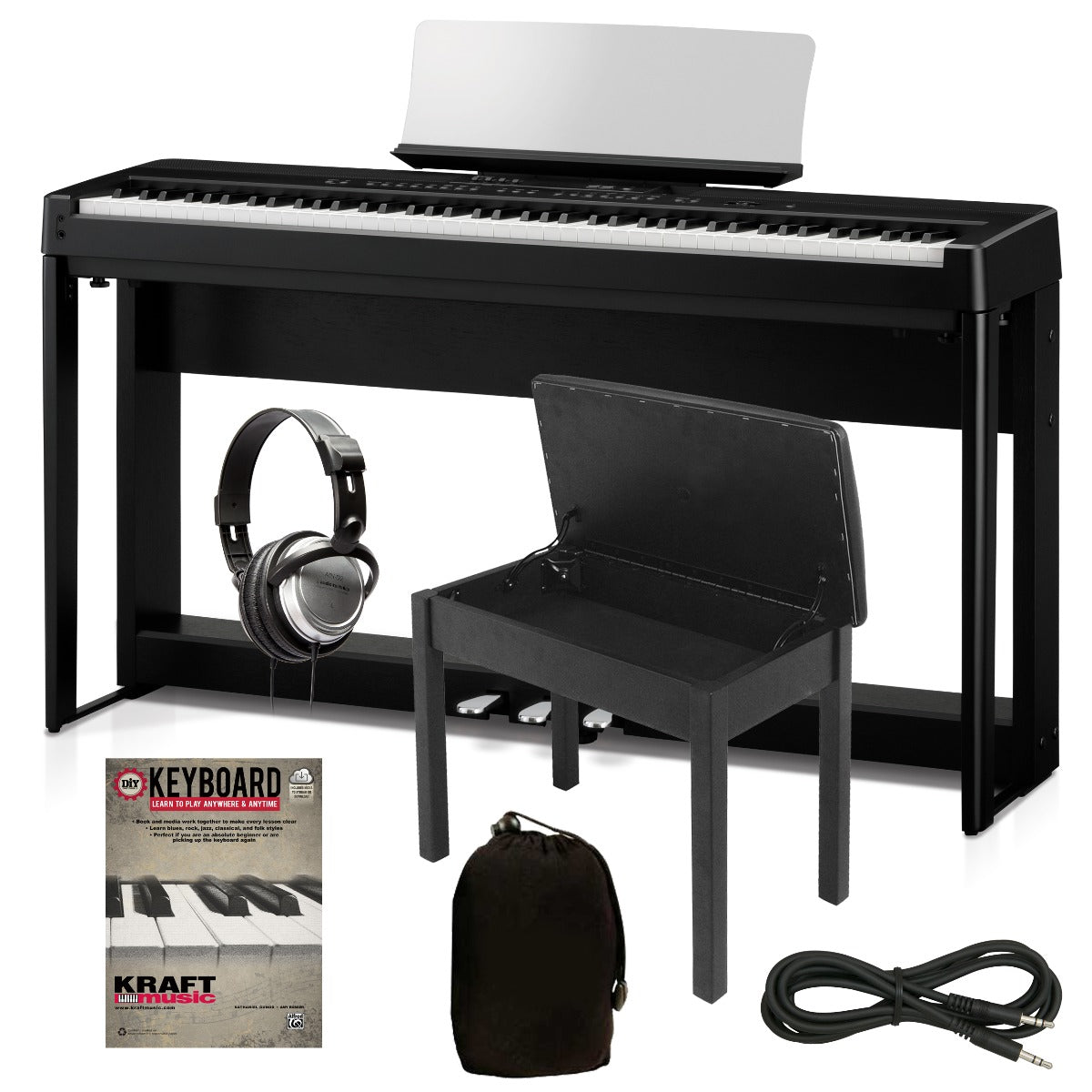 Bundle collage image of Kawai ES920 Digital Piano - Black COMPLETE HOME BUNDLE