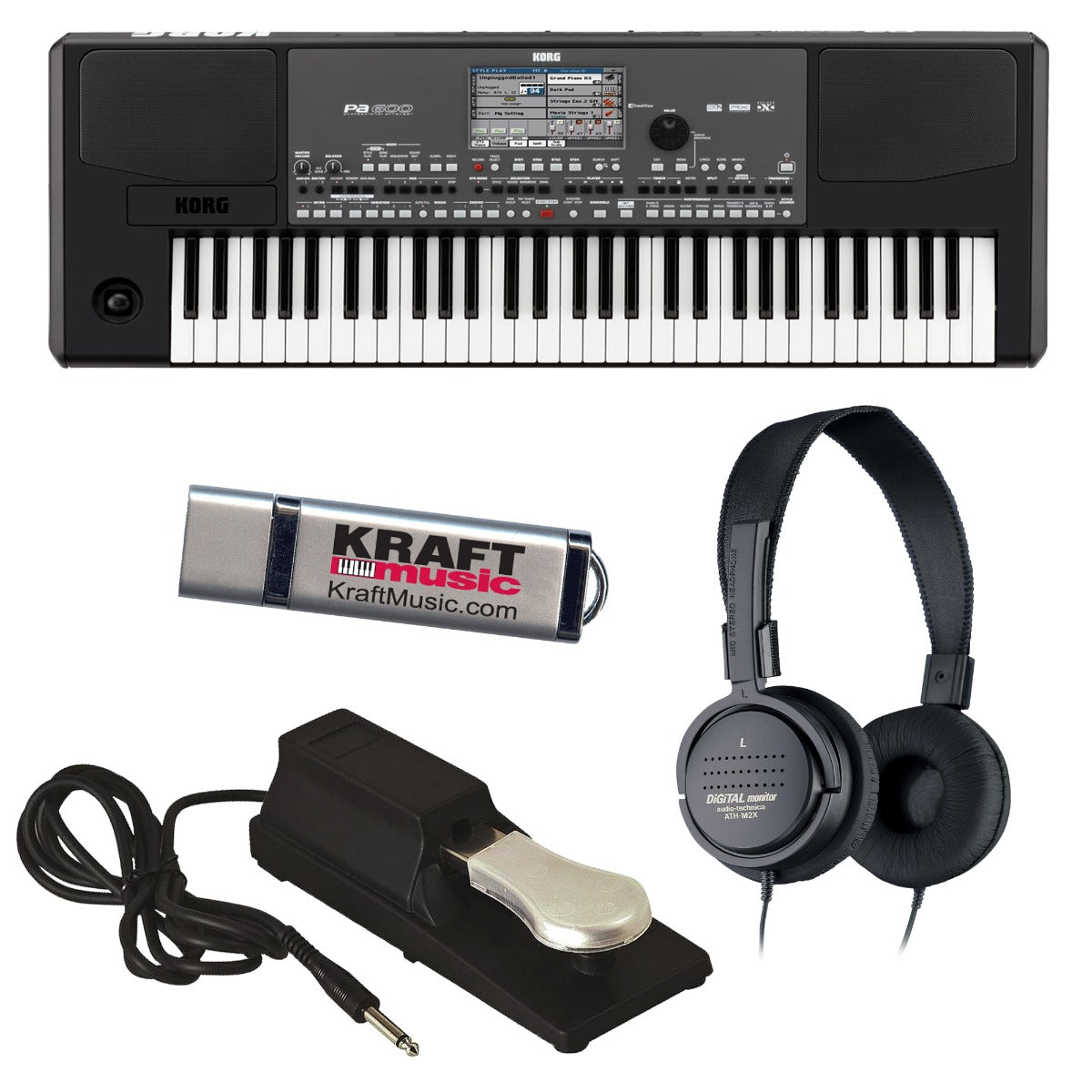 Collage image for the Korg Pa600 Professional Arranger Keyboard BONUS PAK