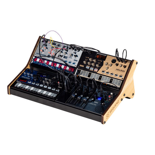 rack with 4 Korg volcas