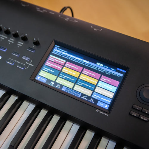 Close-up of the WVGA color TouchView display on the Korg Nautilus 88-Key Music Workstation