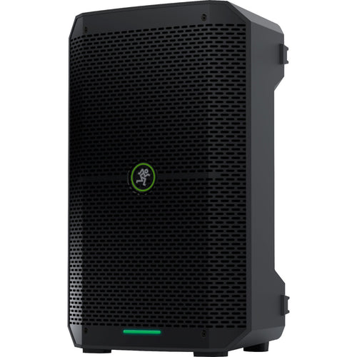 Perspective view of Mackie Thump Go Portable Battery-Powered Loudspeaker showing front and right side