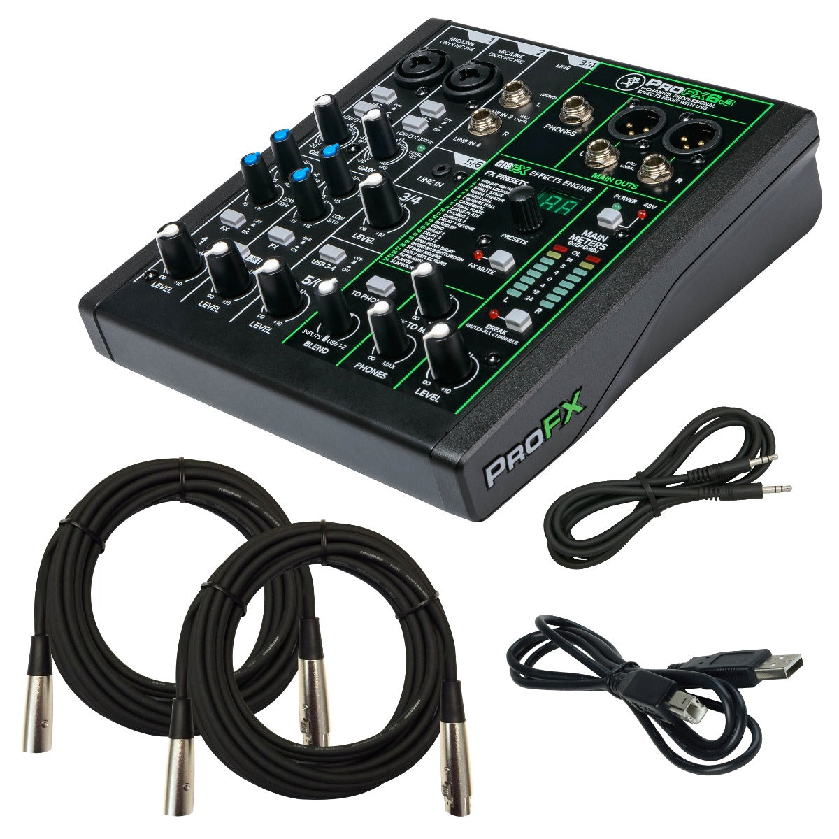Mackie ProFX6v3 Effects Mixer with USB CABLE KIT