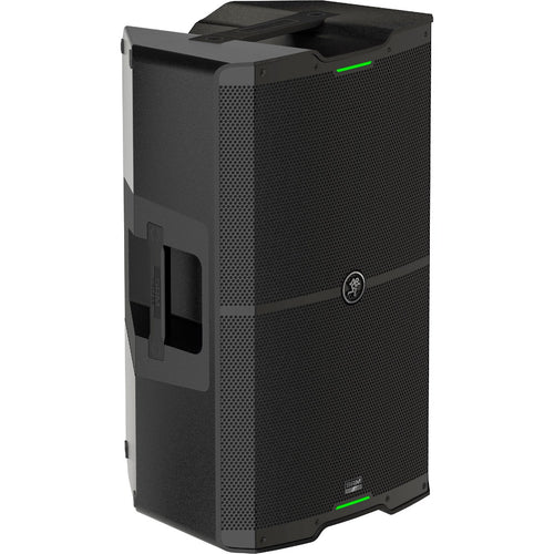 Photo of the Mackie SRM215 V-Class speaker at an angle.