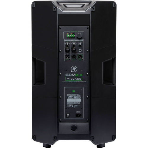 Back panel image of Mackie SRM V-Class powered speaker.