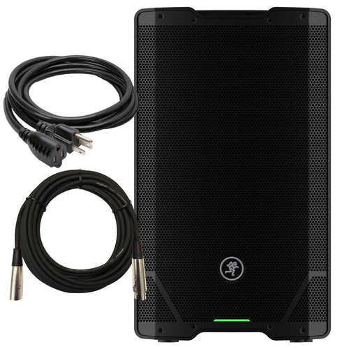 Collage image of the Mackie SRT212 12" 1600W Powered Loudspeaker CABLE KIT bundle