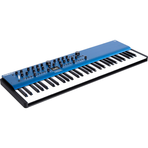 3/4 view of Modal Electronics Cobalt8X 61-Key Virtual Analog Synthesizer showing top, front and left side