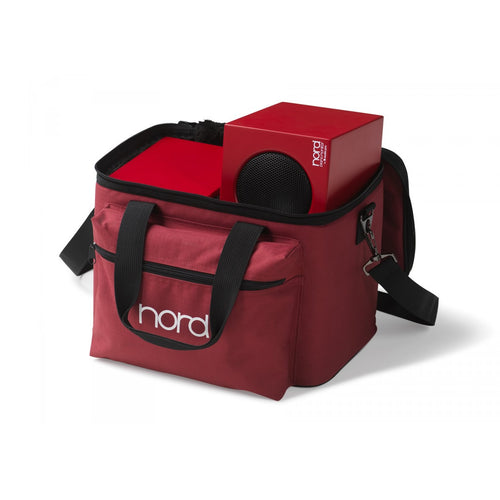 Open view of Nord GBPM Soft Case for Nord Piano Monitor with monitors