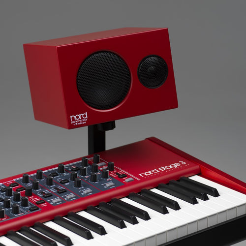Bracket detail front angle view of Nord Piano Monitor V2 Active Stereo Speakers