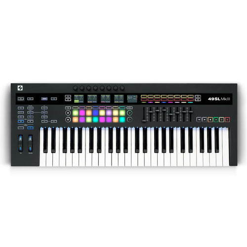 Top view of Novation 49SL MkIII Keyboard Controller and Sequencer