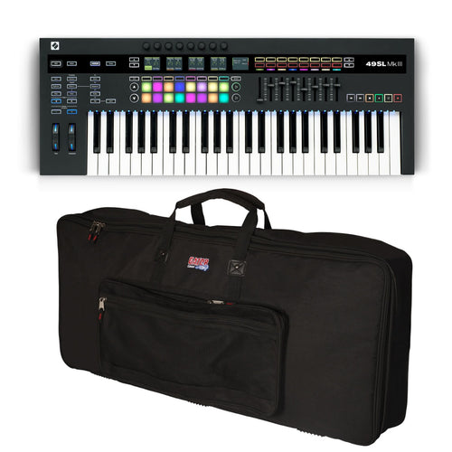 Bundle collage image of Novation 49SL MKIII Keyboard Controller and Sequencer CARRY BAG KIT bundle