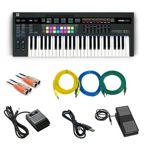 Bundle collage image of Novation 49SL MKIII Keyboard Controller and Sequencer CABLE KIT bundle