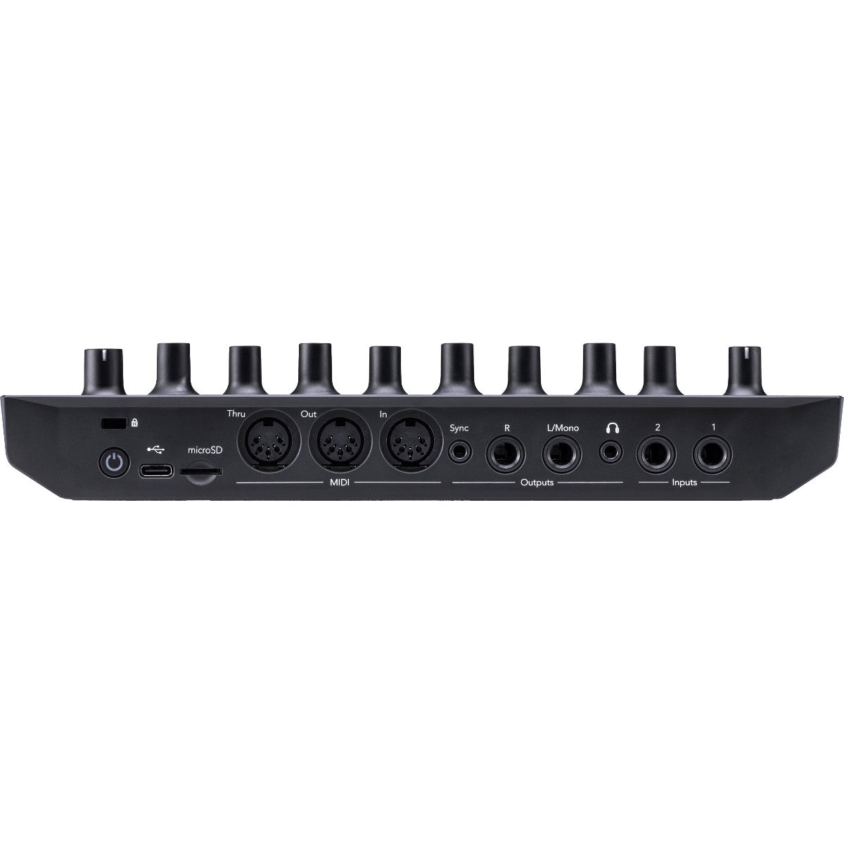 Rear view of Novation Circuit Tracks Groovebox with Synths, Drums and Sequencer