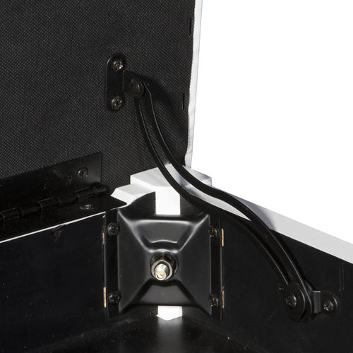 Hinge zoom view of On-Stage KB300 Furniture-Style Flip-Top Piano Bench - White