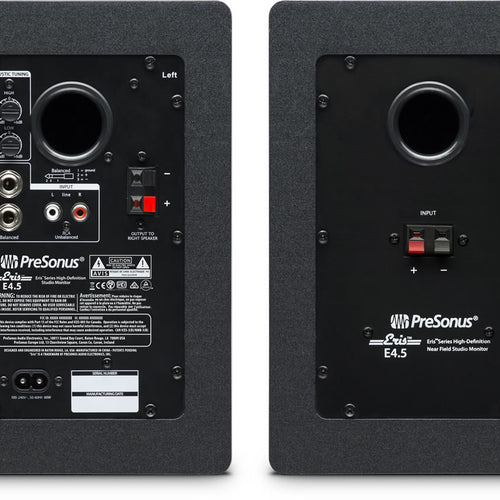 presonus eris e4.5 powered studio monitor speakers rear