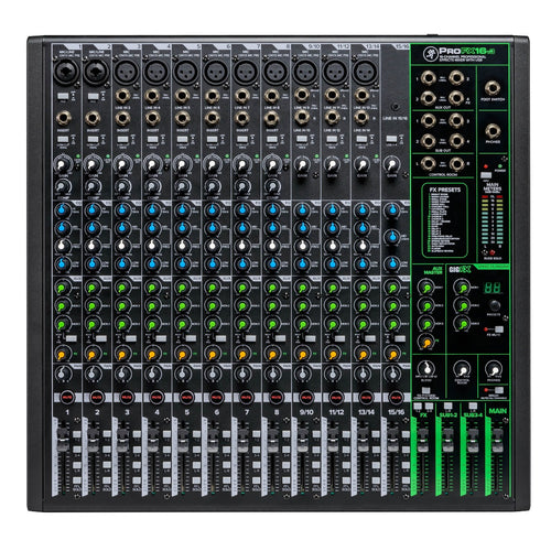 Top view of Mackie ProFX16v3 Effects Mixer with USB