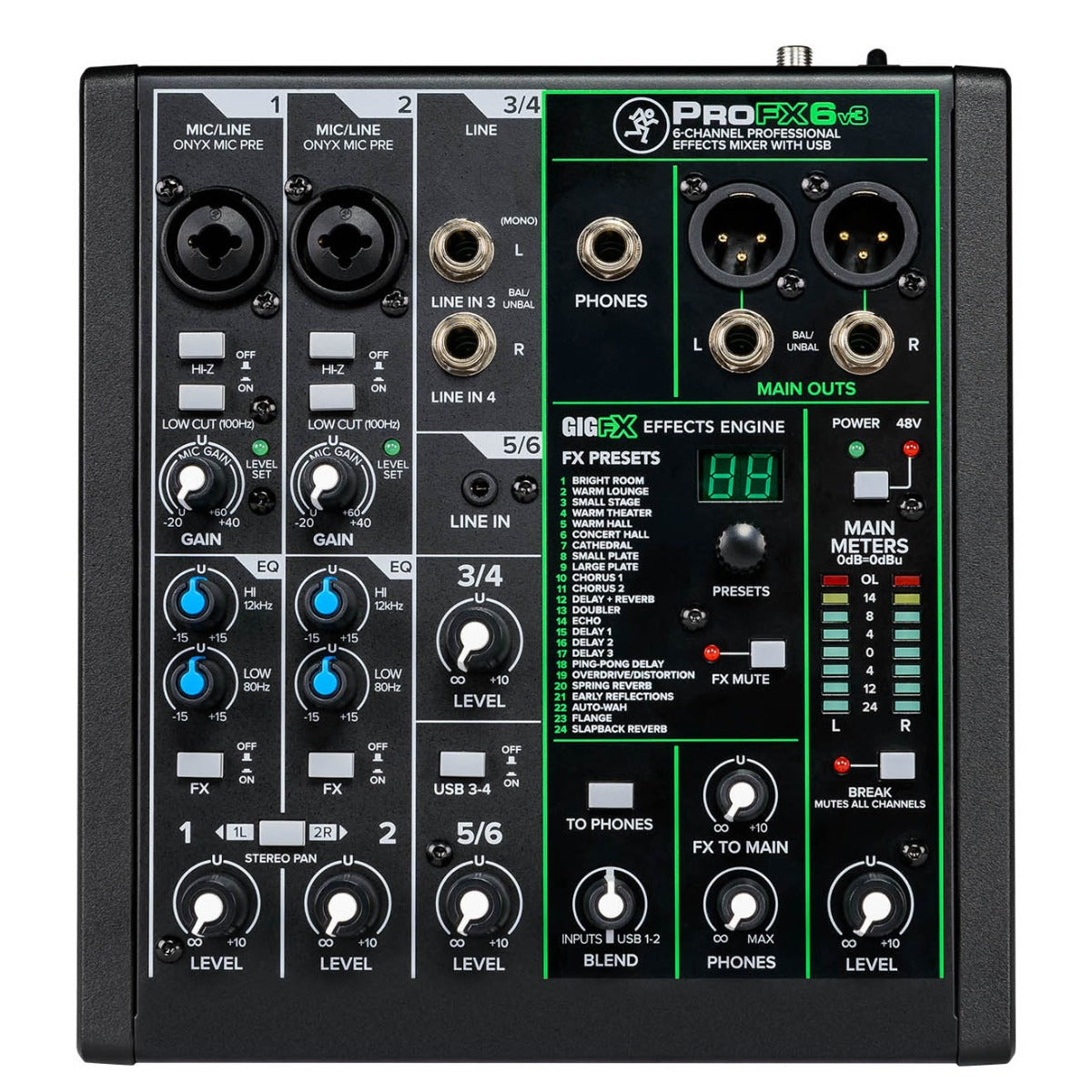 Mackie ProFX6v3 Effects Mixer with USB CABLE KIT