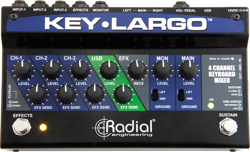 Radial Key-Largo Keyboard Mixer and Performance Pedal COMPLETE