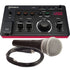 Collage showing components in Roland Aira Compact E-4 Voice Tweaker MICROPHONE RIG