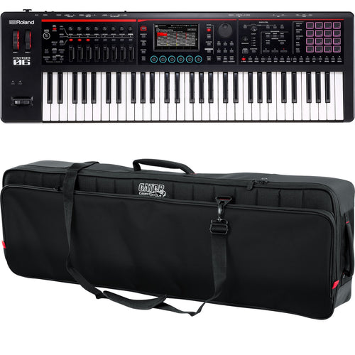 Collage showing components in Roland Fantom-06 Workstation Keyboard CARRY BAG KIT