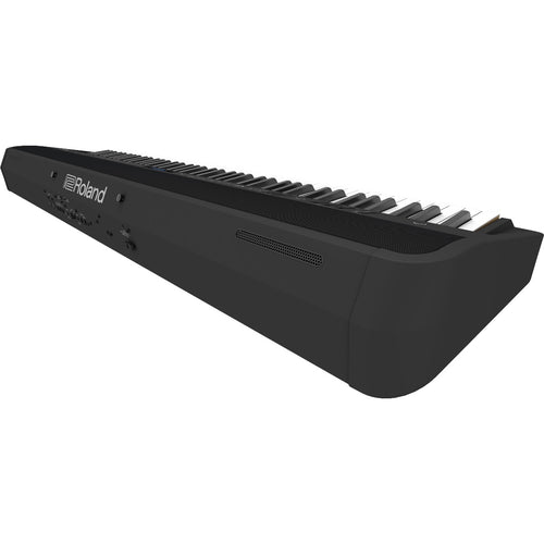 3/4 view of Roland FP-90X Digital Piano - Black showing rear, top and left side