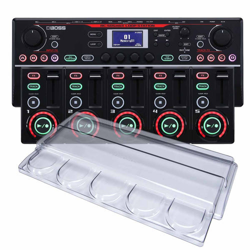 Collage of the Boss RC-505mkII Loop Station DECKSAVER KIT