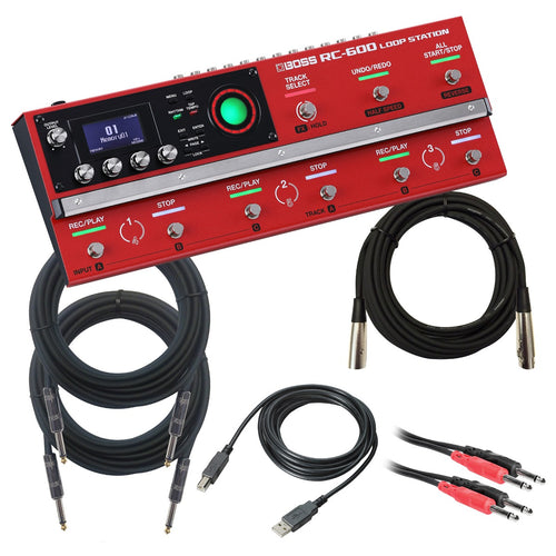 Bundle collage of the components in the Boss RC-600 Loop Station CABLE KIT bundle