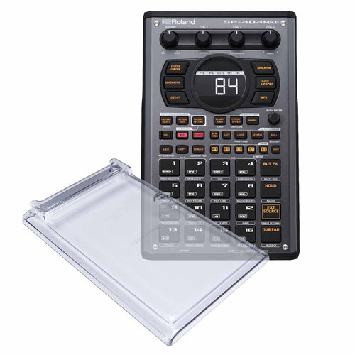 Collage showing components in Roland SP-404MKII Creative Sampler and Effector DECKSAVER KIT